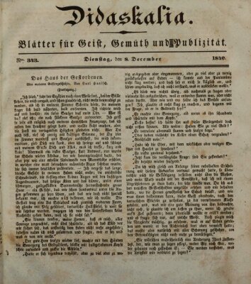 Didaskalia Dienstag 8. Dezember 1840