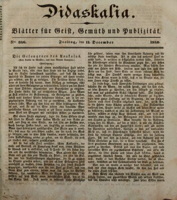 Didaskalia Freitag 11. Dezember 1840