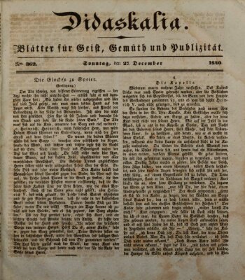 Didaskalia Sonntag 27. Dezember 1840