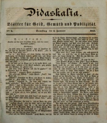 Didaskalia Samstag 2. Januar 1841