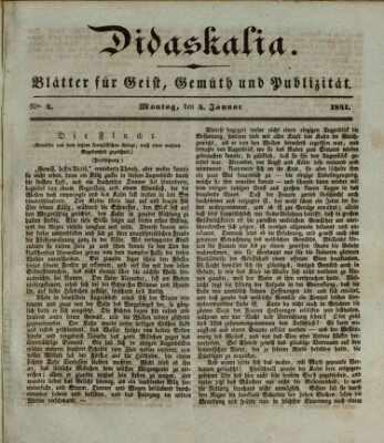 Didaskalia Montag 4. Januar 1841