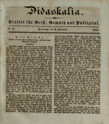 Didaskalia Freitag 8. Januar 1841