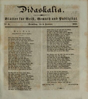 Didaskalia Samstag 9. Januar 1841