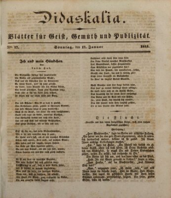 Didaskalia Sonntag 17. Januar 1841