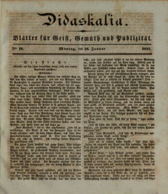 Didaskalia Montag 18. Januar 1841