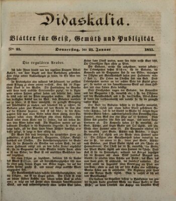 Didaskalia Donnerstag 21. Januar 1841