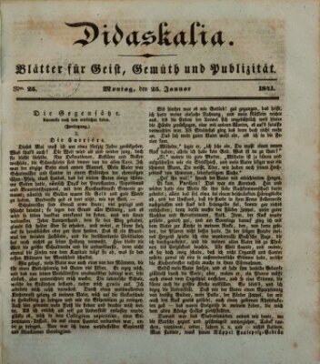 Didaskalia Montag 25. Januar 1841