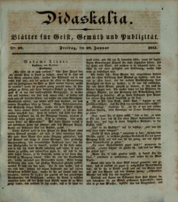 Didaskalia Freitag 29. Januar 1841