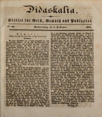 Didaskalia Donnerstag 4. Februar 1841