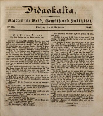 Didaskalia Freitag 5. Februar 1841