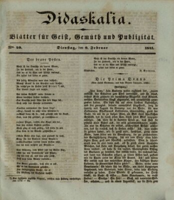 Didaskalia Dienstag 9. Februar 1841