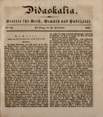 Didaskalia Freitag 12. Februar 1841