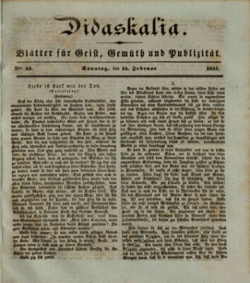 Didaskalia Sonntag 14. Februar 1841