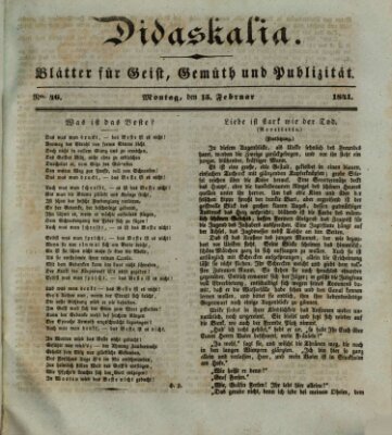 Didaskalia Montag 15. Februar 1841