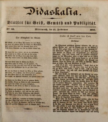 Didaskalia Mittwoch 17. Februar 1841