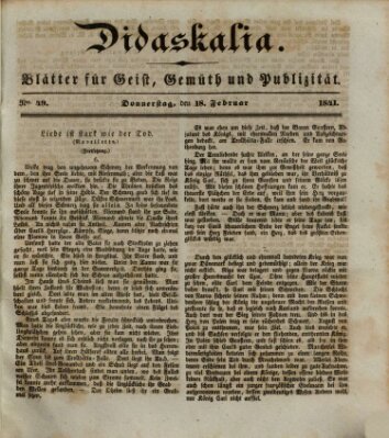 Didaskalia Donnerstag 18. Februar 1841