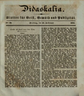 Didaskalia Freitag 19. Februar 1841