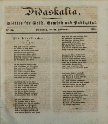 Didaskalia Sonntag 21. Februar 1841