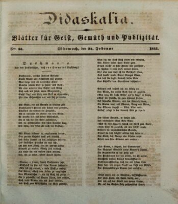 Didaskalia Mittwoch 24. Februar 1841