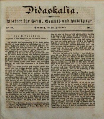 Didaskalia Sonntag 28. Februar 1841