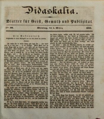 Didaskalia Montag 1. März 1841