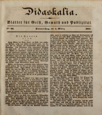 Didaskalia Donnerstag 4. März 1841