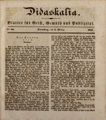 Didaskalia Dienstag 9. März 1841