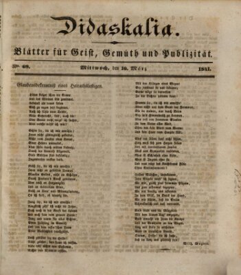 Didaskalia Mittwoch 10. März 1841