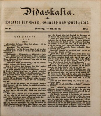 Didaskalia Montag 22. März 1841