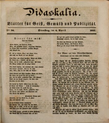 Didaskalia Dienstag 6. April 1841