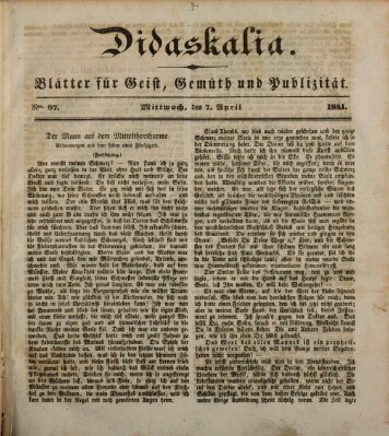 Didaskalia Wednesday 7. April 1841