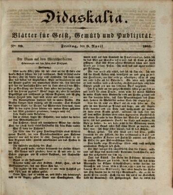 Didaskalia Freitag 9. April 1841