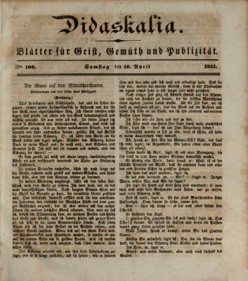 Didaskalia Samstag 10. April 1841