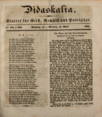 Didaskalia Montag 12. April 1841