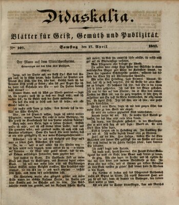 Didaskalia Samstag 17. April 1841