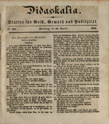 Didaskalia Freitag 23. April 1841