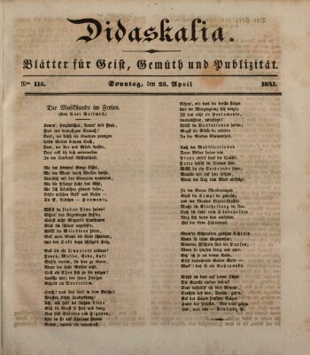 Didaskalia Sonntag 25. April 1841