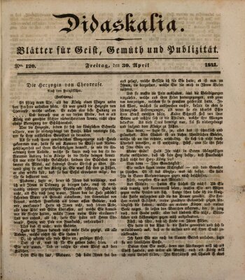 Didaskalia Freitag 30. April 1841