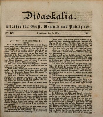 Didaskalia Freitag 7. Mai 1841