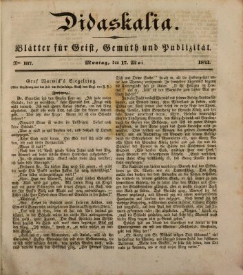 Didaskalia Montag 17. Mai 1841