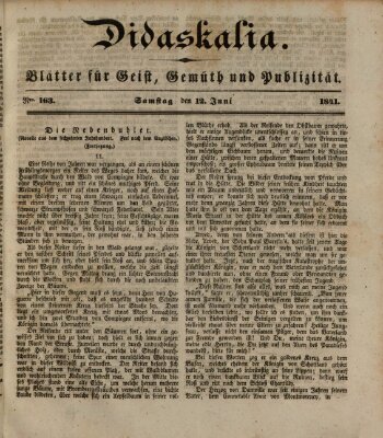 Didaskalia Samstag 12. Juni 1841