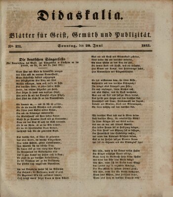 Didaskalia Sonntag 20. Juni 1841