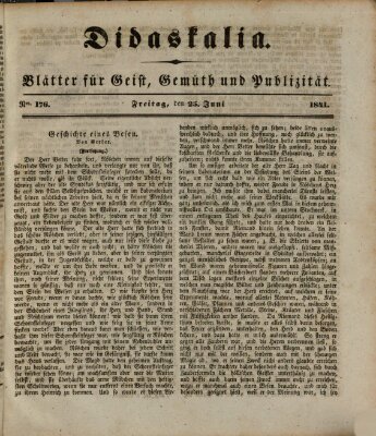 Didaskalia Freitag 25. Juni 1841