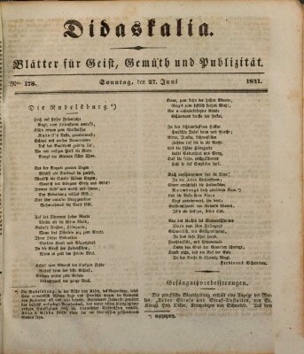 Didaskalia Sonntag 27. Juni 1841