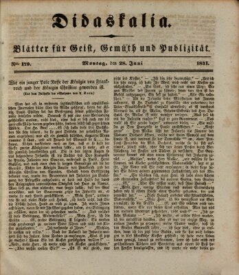 Didaskalia Montag 28. Juni 1841