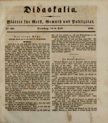 Didaskalia Dienstag 6. Juli 1841