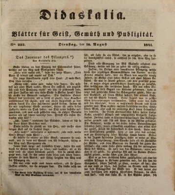 Didaskalia Dienstag 10. August 1841