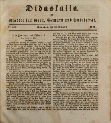 Didaskalia Sonntag 15. August 1841