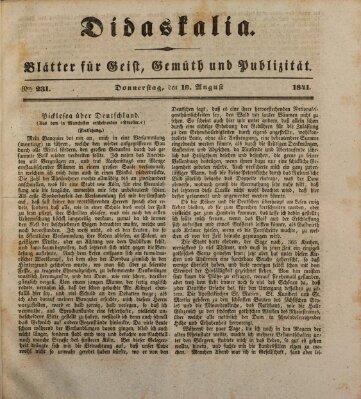 Didaskalia Donnerstag 19. August 1841