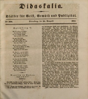 Didaskalia Dienstag 24. August 1841